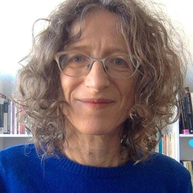 portrait image Professor Laura Sterponi wearing blue sweater