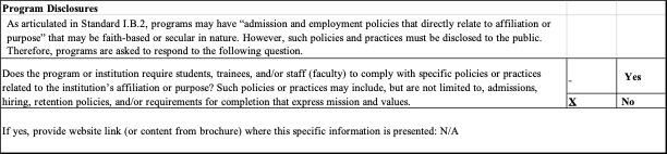 Program Disclosures Program Disclosures